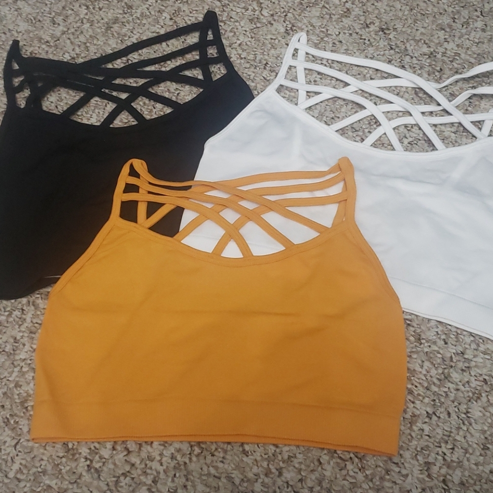 Three Criss Cross Bralettes size S/M